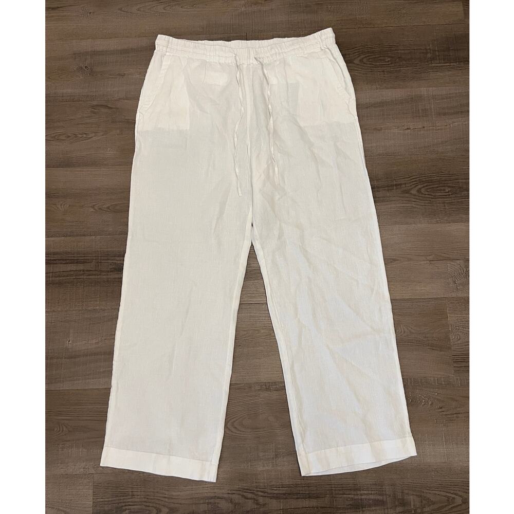 Charter Club 100% Linen White Drawstring Pants